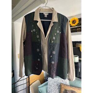 Vintage Alfred Dunner Women's Patchwork Embroidered Jacket Size L Multicolor